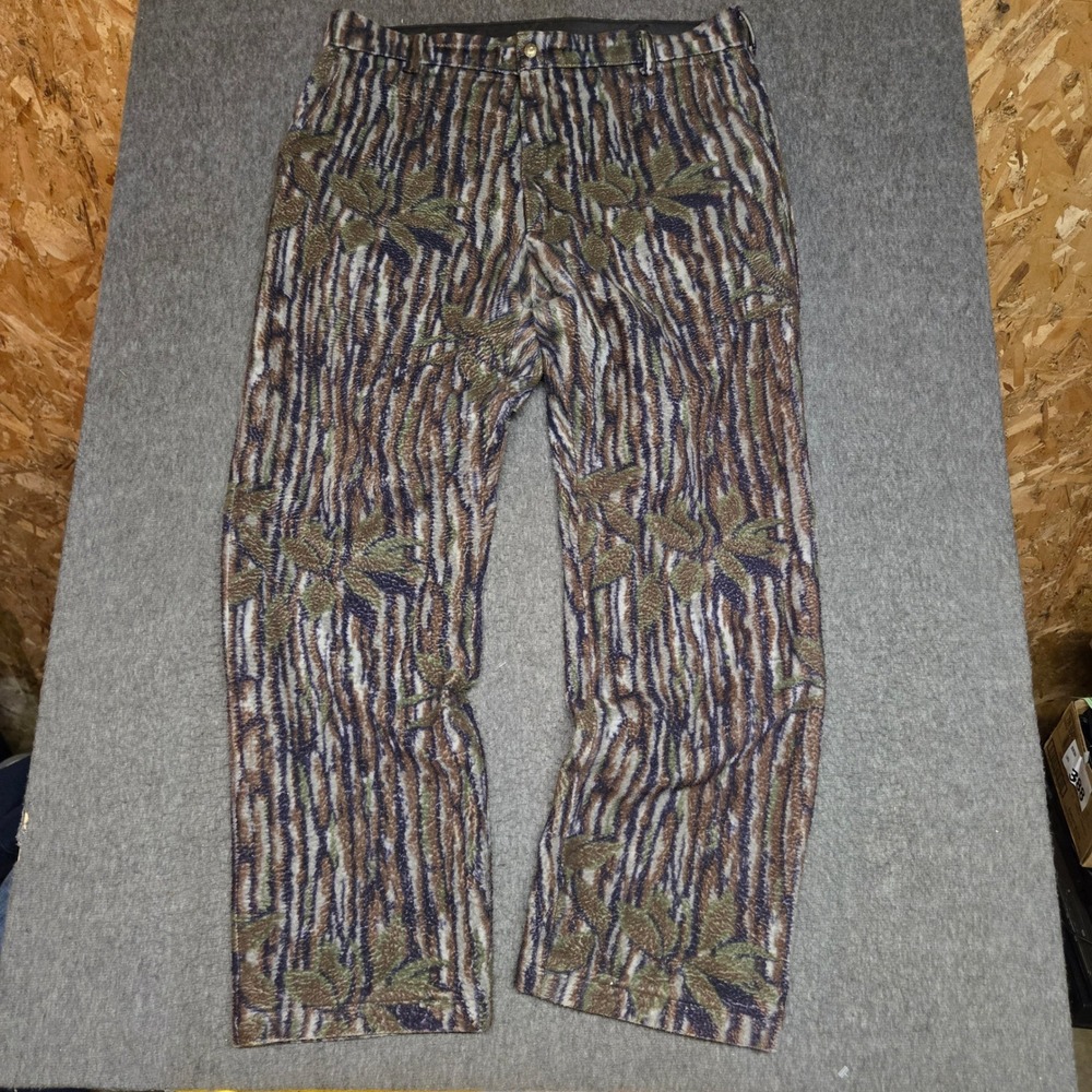 Vintage Cabela's Whitetail Gore-Tex Fleece Camo Hunting Pants Mens L USA 90s